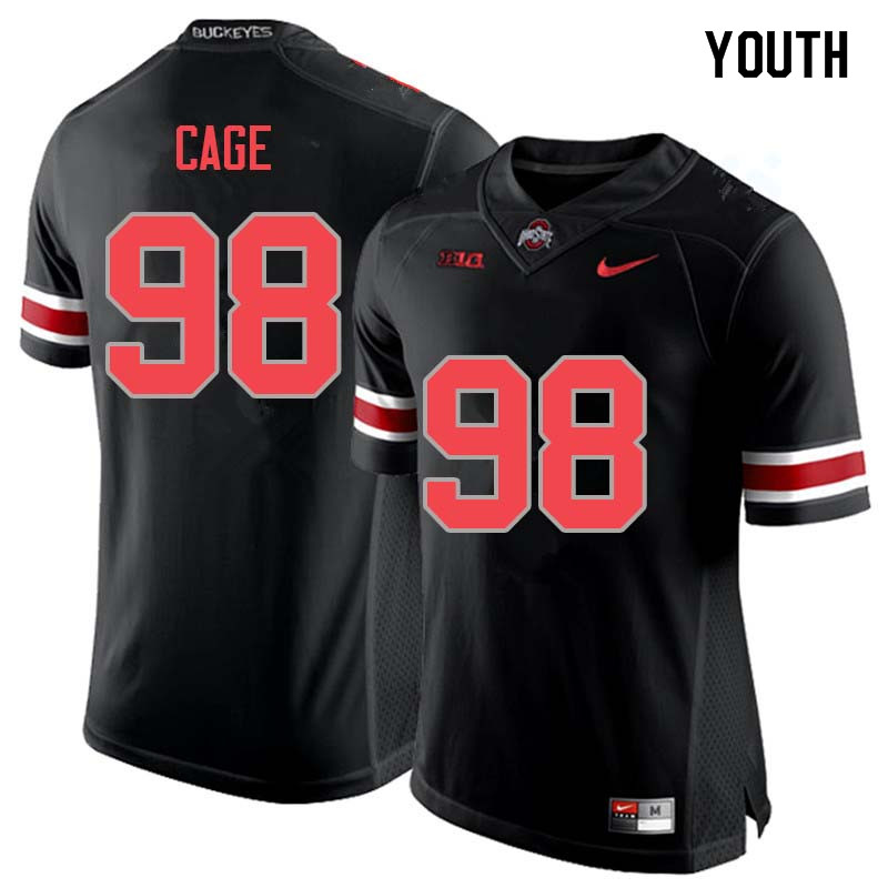 Youth #98 Jerron Cage Ohio State Buckeyes College Football Jerseys Sale-Blackout